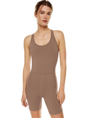 Aritzia TNA SurgeCrisscross Back Short Onesie Romper Taupe  XSMALL